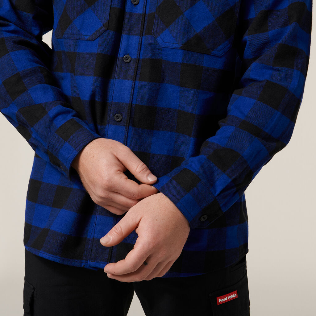 Long Sleeve Check Flannel Cotton Work Shirt