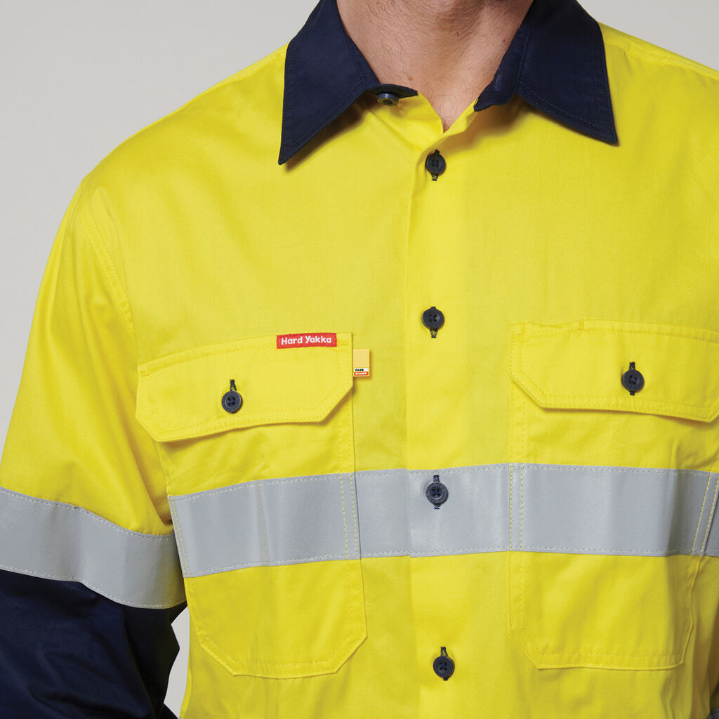 Core Hi-Vis Long Sleeve 2 Tone Taped Vented Cotton Shirt