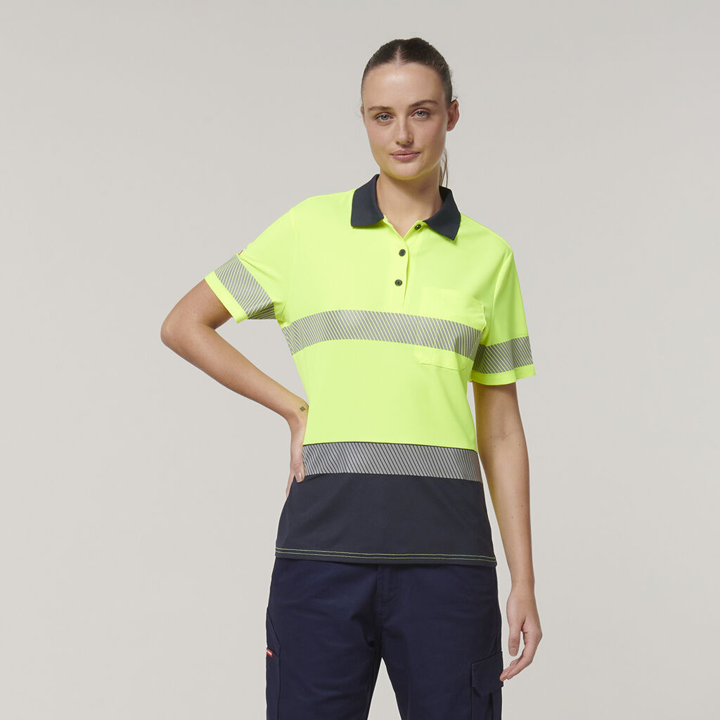 Womens  Short Sleeve Hi Vis Taped Polo 