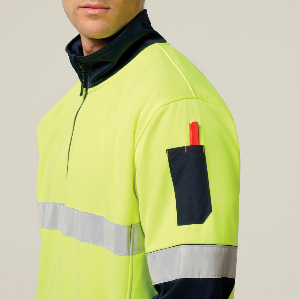Hi-Vis 2 Tone 1/4 Zip Brushed Taped Fleece Jumper
