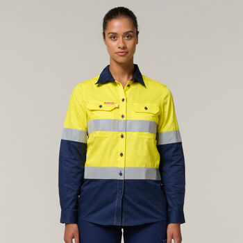 Women's Koolgear Hi-Vis Vented Taped Cotton Twill Shirt