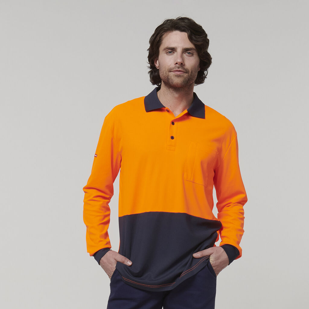 Mens Long Sleeve Hi Vis Polo