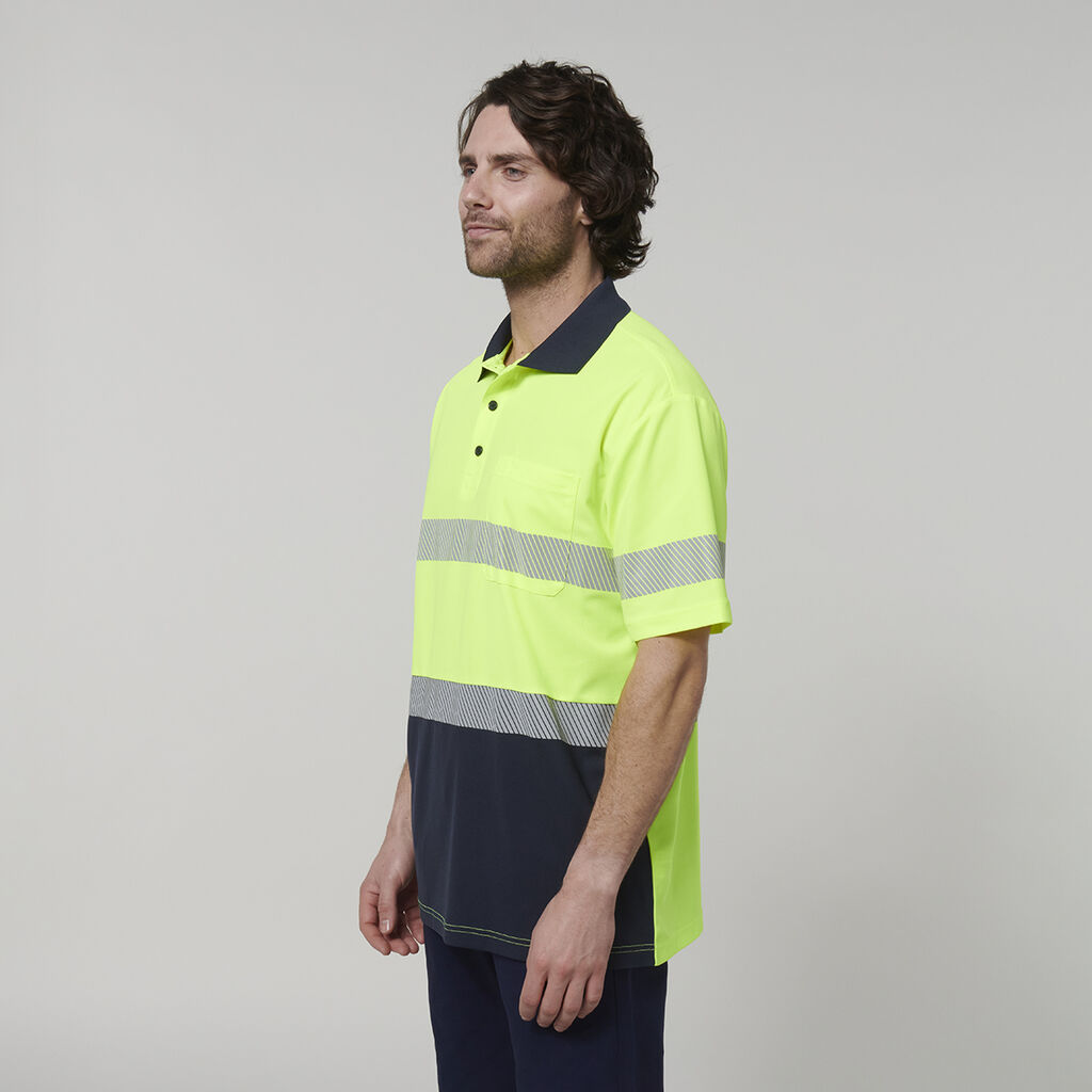 Mens Short Sleeve Hi Vis Taped Polo 