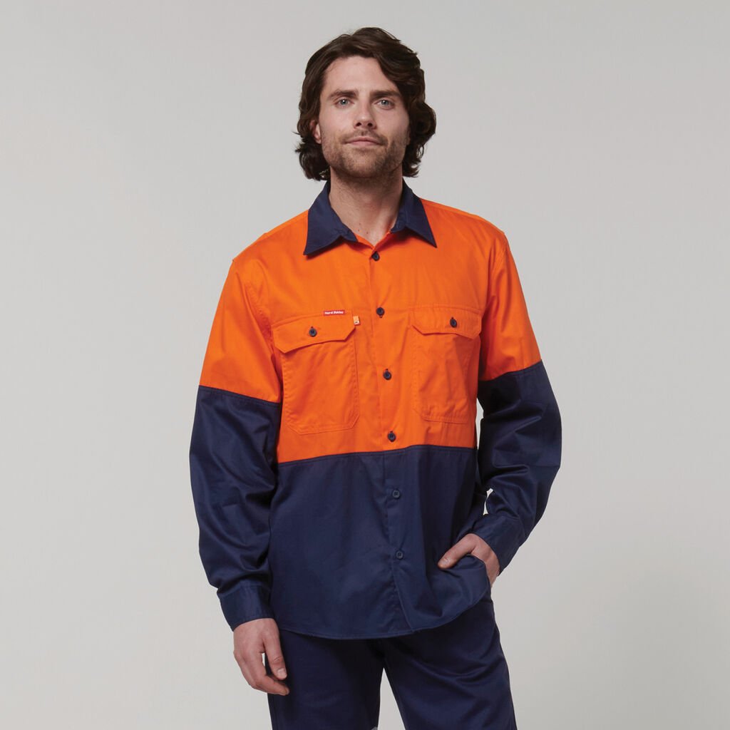 Core Hi-Vis Long Sleeve 2 Tone Vented Cotton Shirt