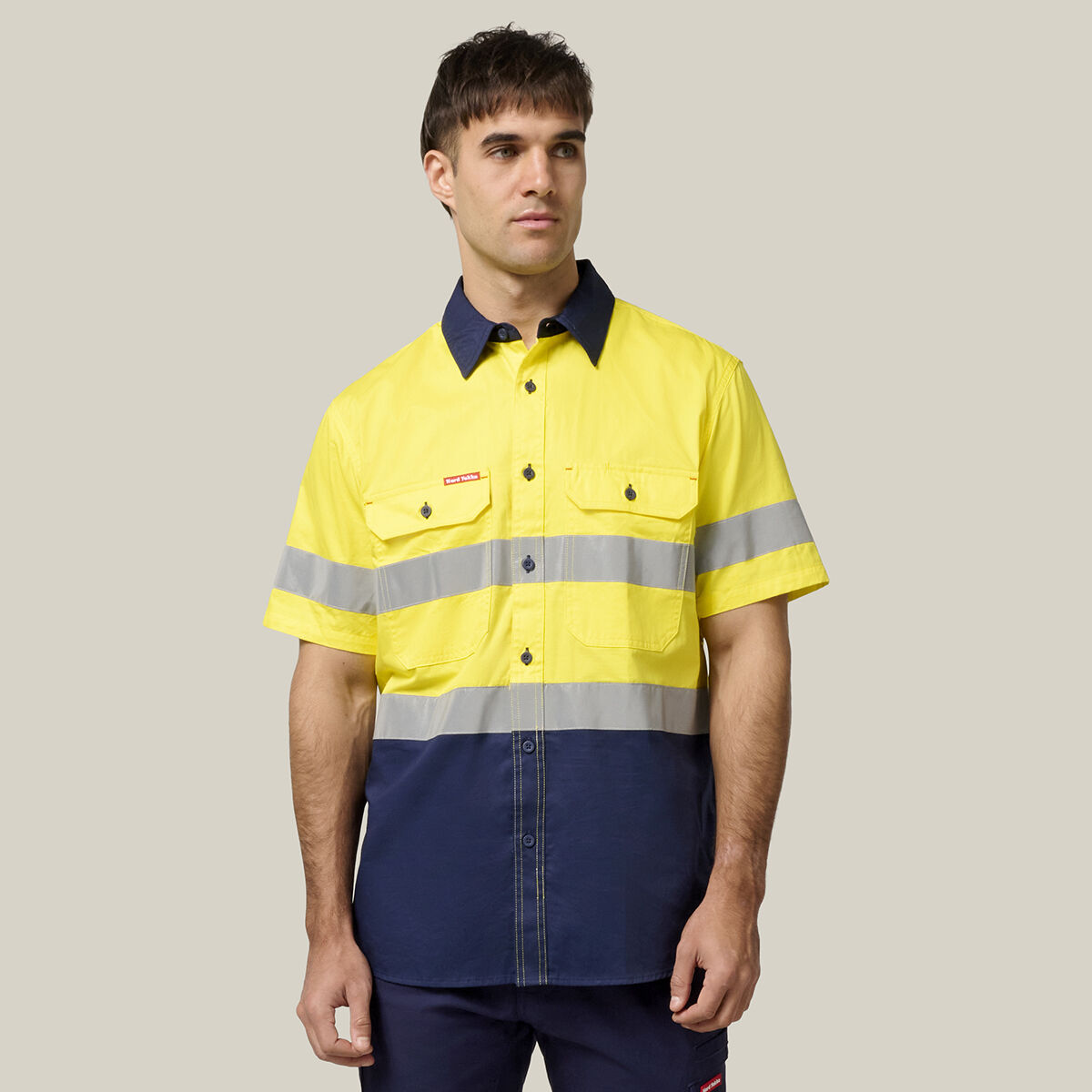 Koolgear Hi Vis Taped Polo, Orange/Navy | Hard Yakka