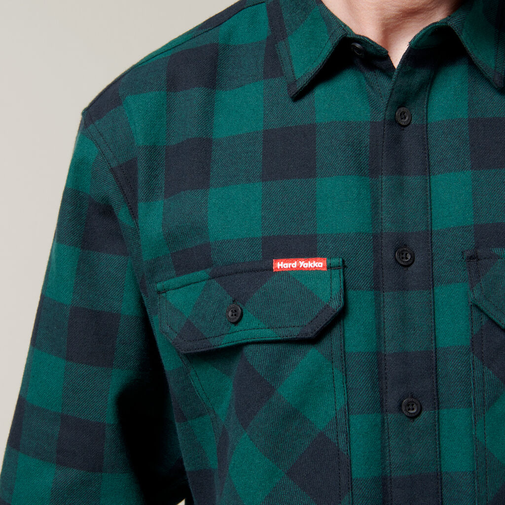 Long Sleeve Check Flannel Cotton Work Shirt