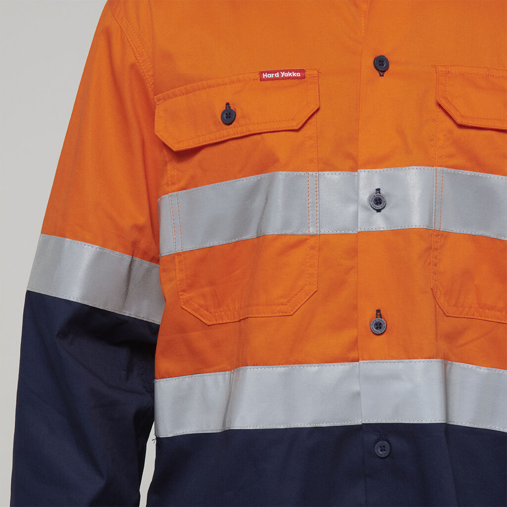 Core Hi-Vis Long Sleeve 2 Tone Taped Vented Cotton Shirt