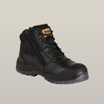 Utility Zip Sided Steel Toe Safety Boot - Black