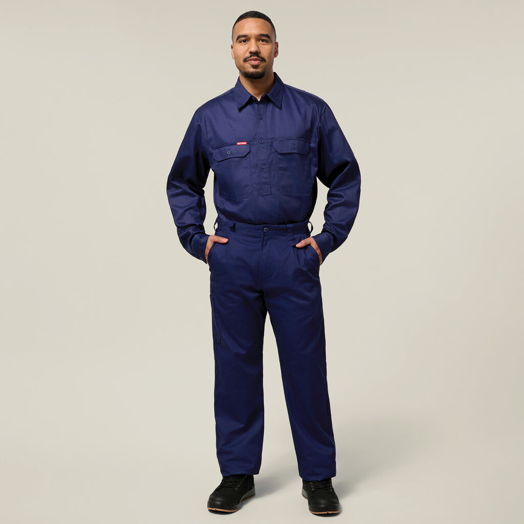 Long Sleeve Closed Front Cotton Drill Work Shirt