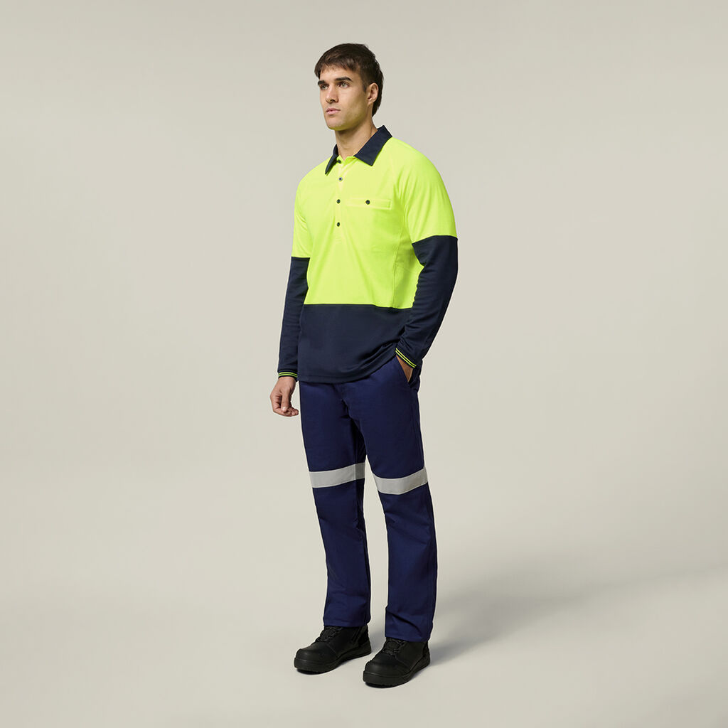 Core Hi-Vis 2 Tone Vented Long Sleeve Polo