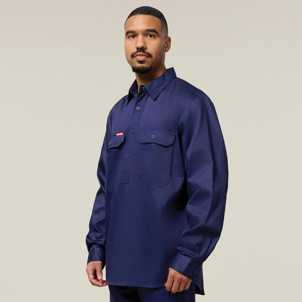 Long Sleeve Closed Front Cotton Drill Work Shirt