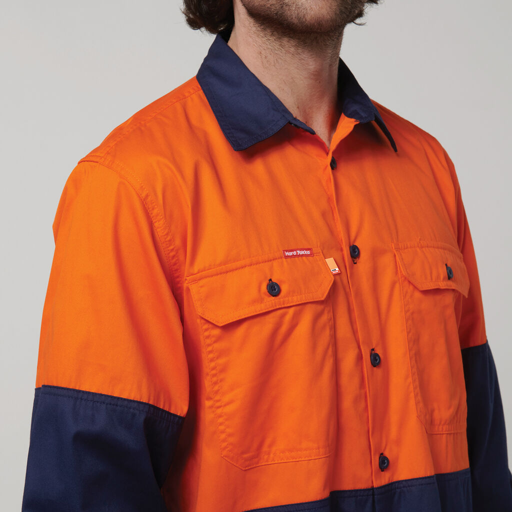 Core Hi-Vis Long Sleeve 2 Tone Vented Cotton Shirt