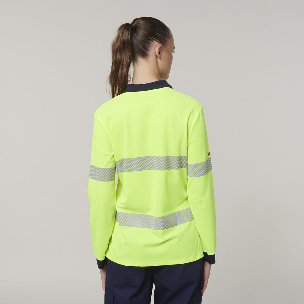 Womens  Long Sleeve Hi Vis Taped Polo 