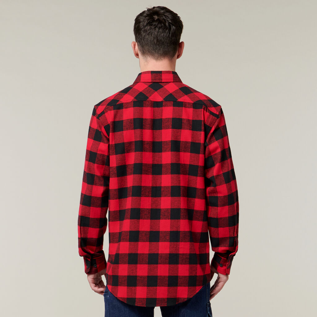 Long Sleeve Check Flannel Cotton Work Shirt