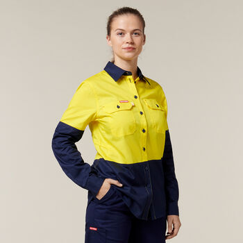 Women's Core 2 Tone Hi-Vis Vented Long Sleeve Shirt