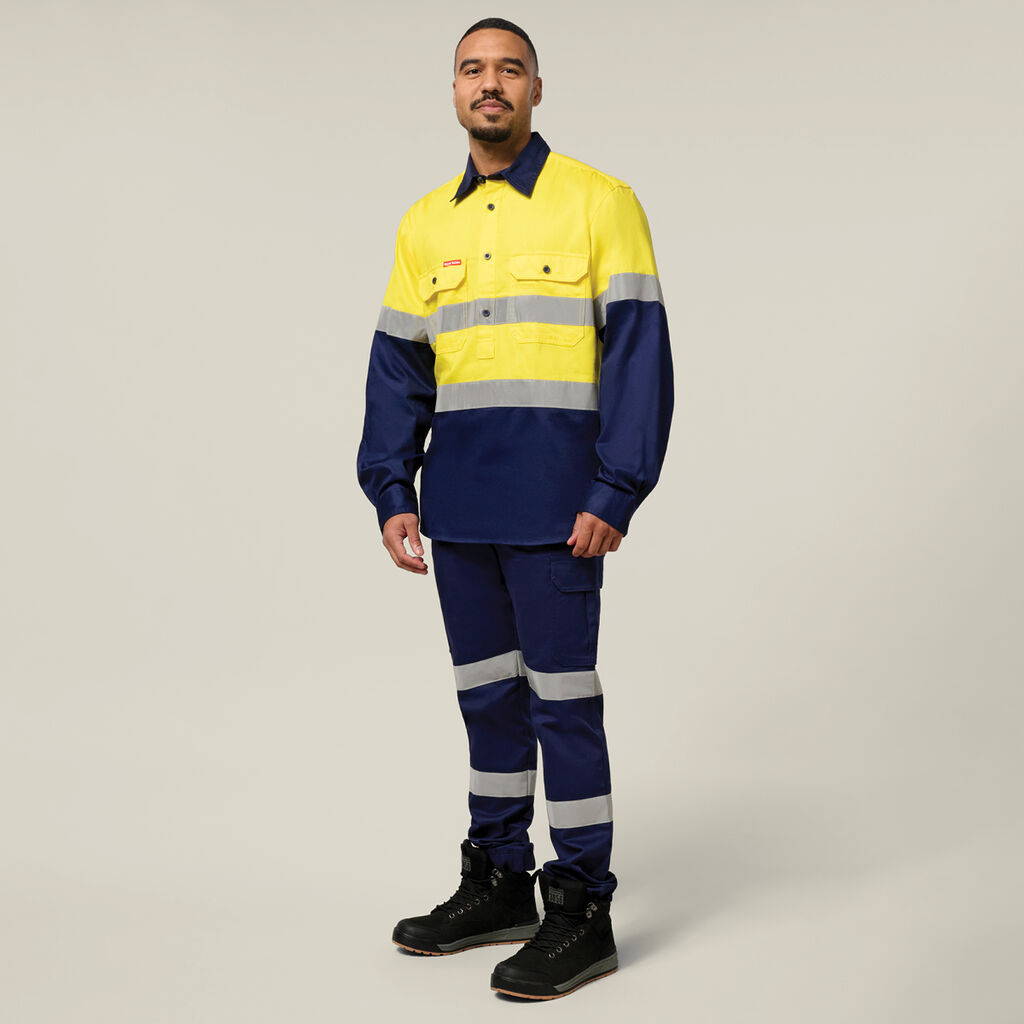 Core Hi-Vis Long Sleeve Heavyweight Closed Front Taped Shirt