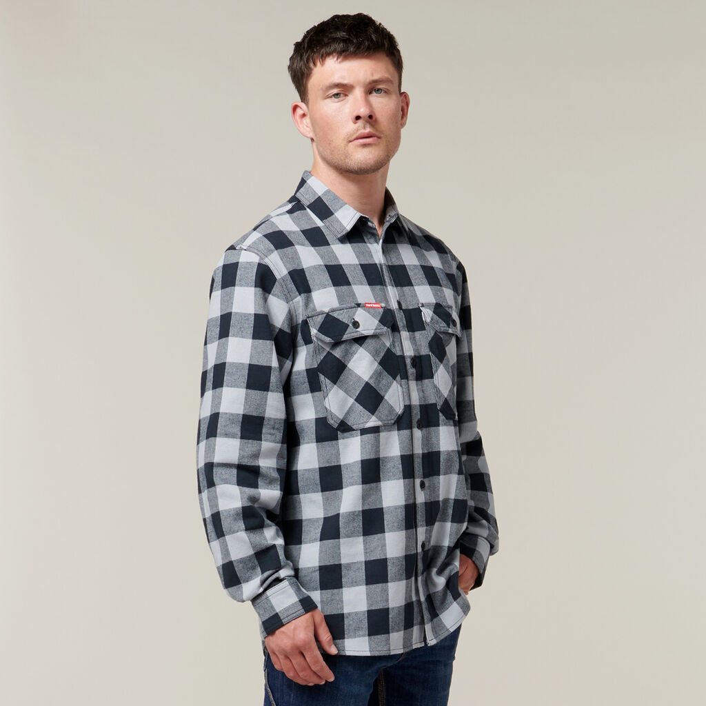 Long Sleeve Check Flannel Cotton Work Shirt