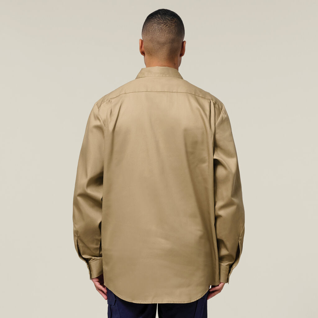 Long Sleeve Closed Front Cotton Drill Work Shirt