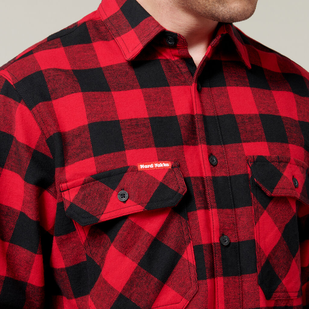 Long Sleeve Check Flannel Cotton Work Shirt