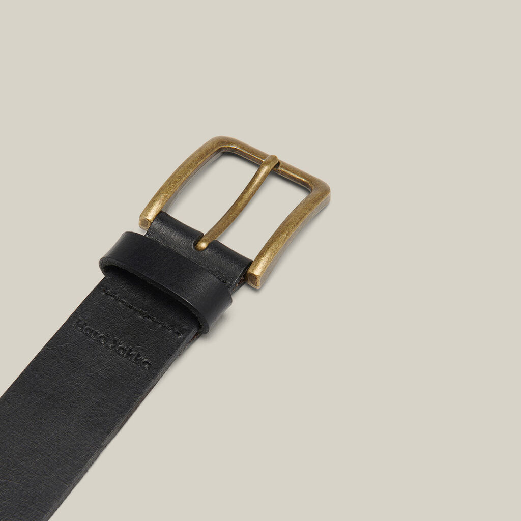 Embossed Leather & Brass Buckle Belt