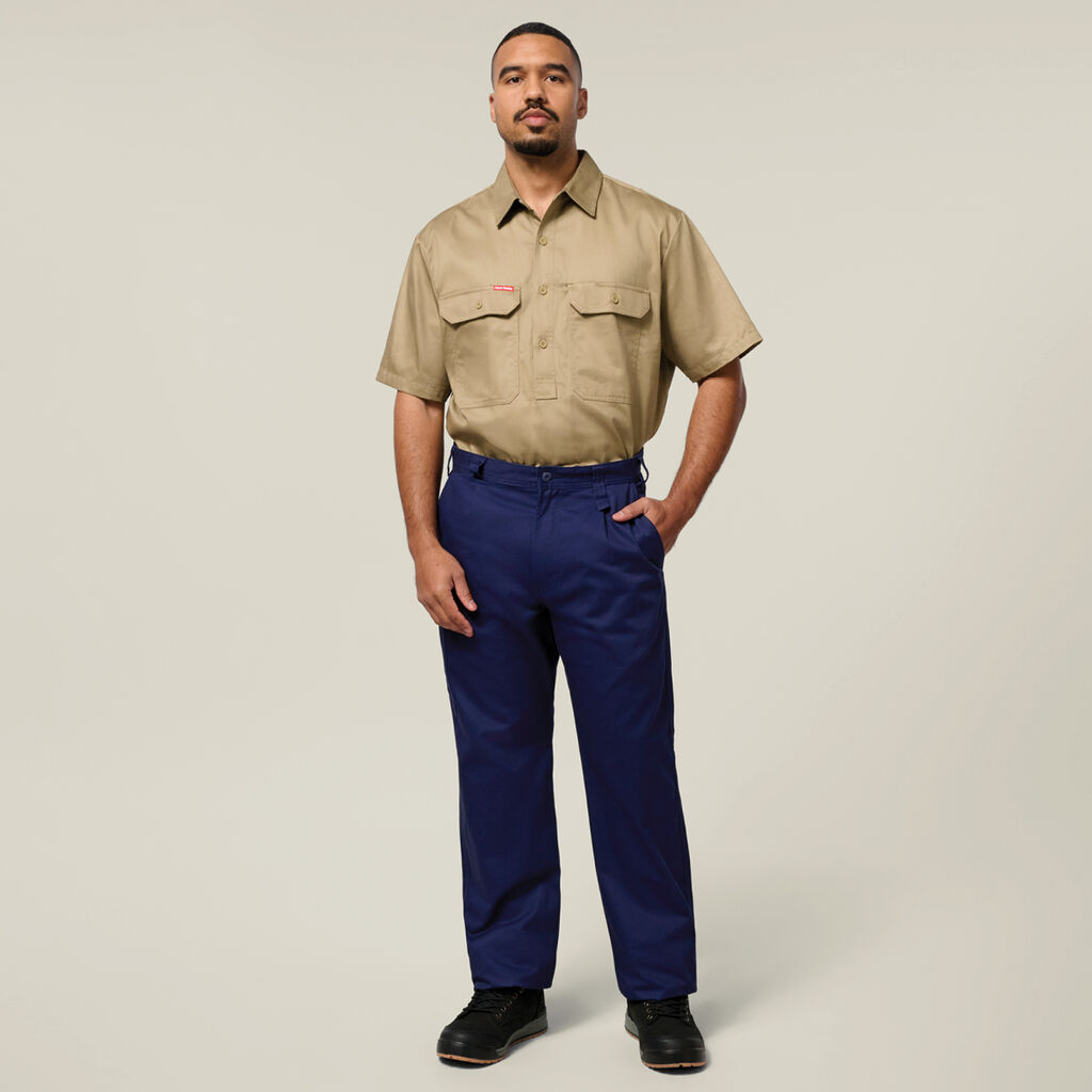 Short Sleeve Closed Front Cotton Drill Work Shirt