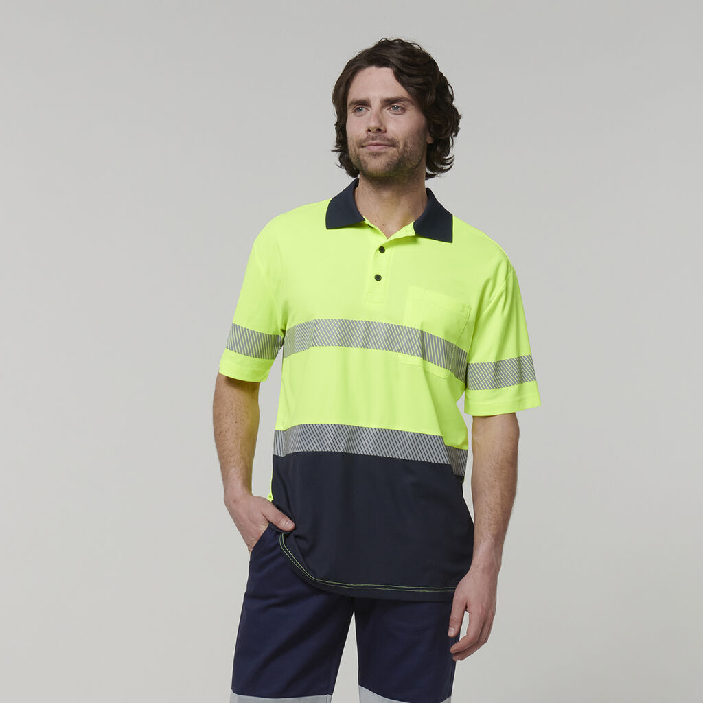 Mens Short Sleeve Hi Vis Taped Polo 