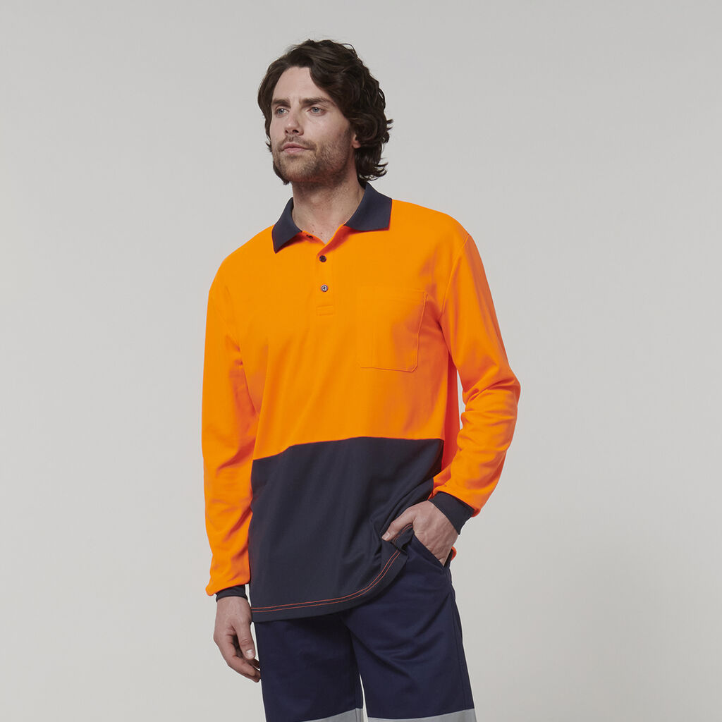 Mens Long Sleeve Hi Vis Polo