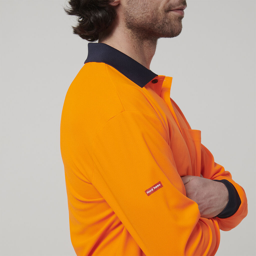 Mens Long Sleeve Hi Vis Polo