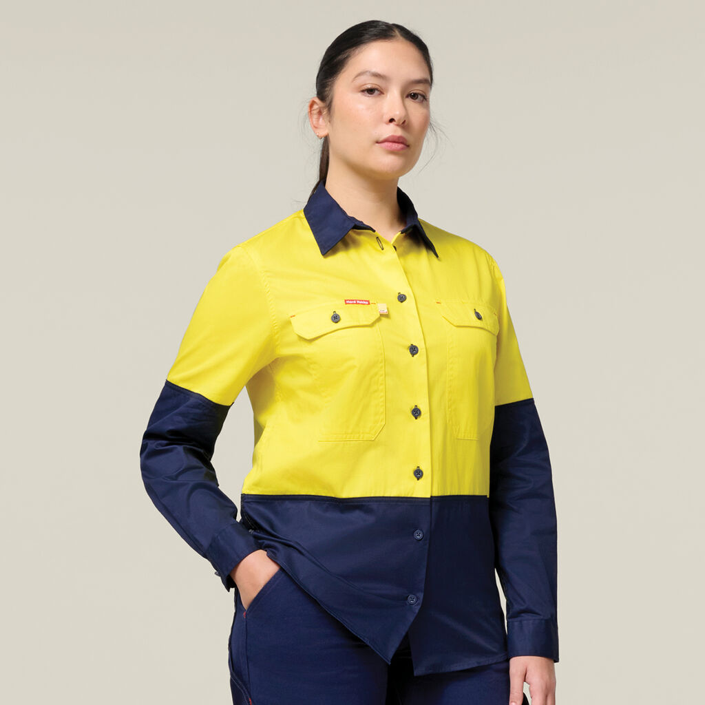 Womens Long Sleeve  Hi Vis 2 Tone Vented Shirt