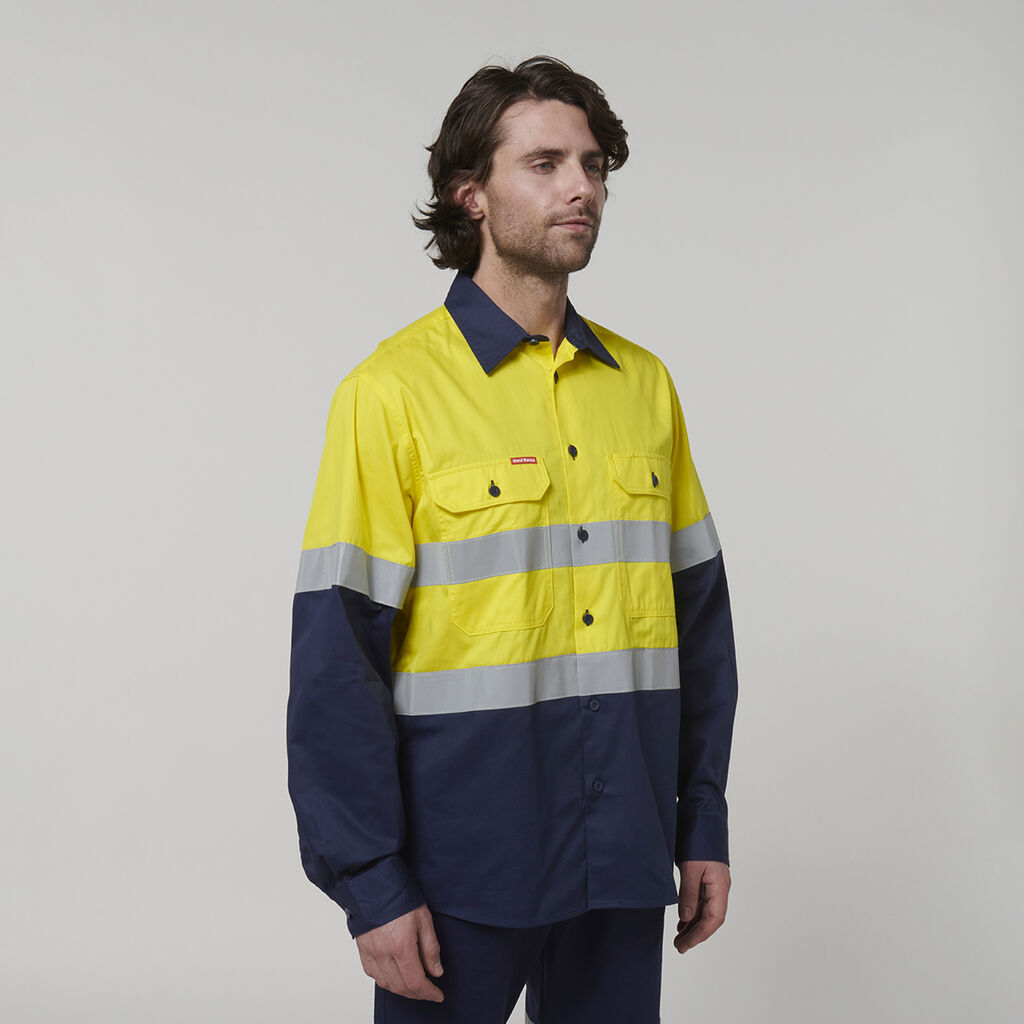 Core Hi-Vis Long Sleeve 2 Tone Taped Vented Cotton Shirt
