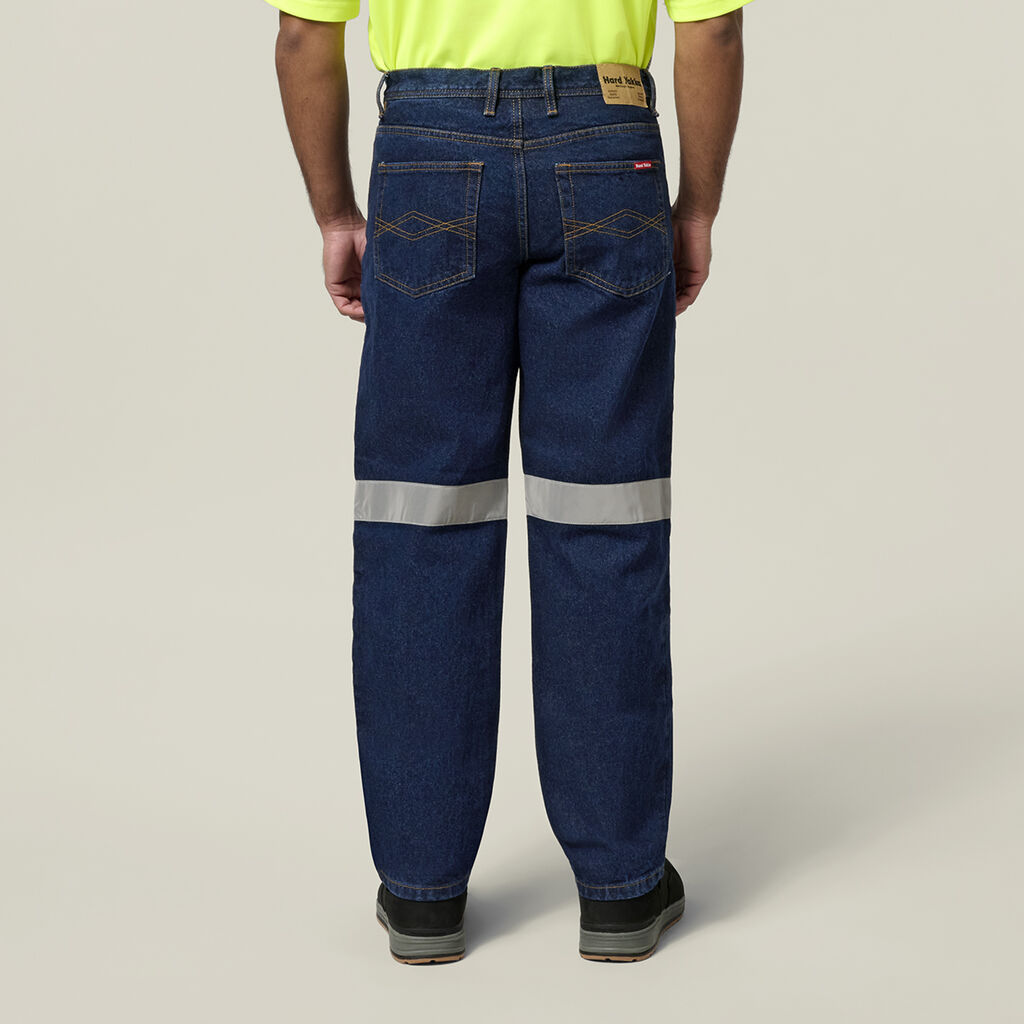 Enzyme Washed Straight Leg Taped Denim Jeans