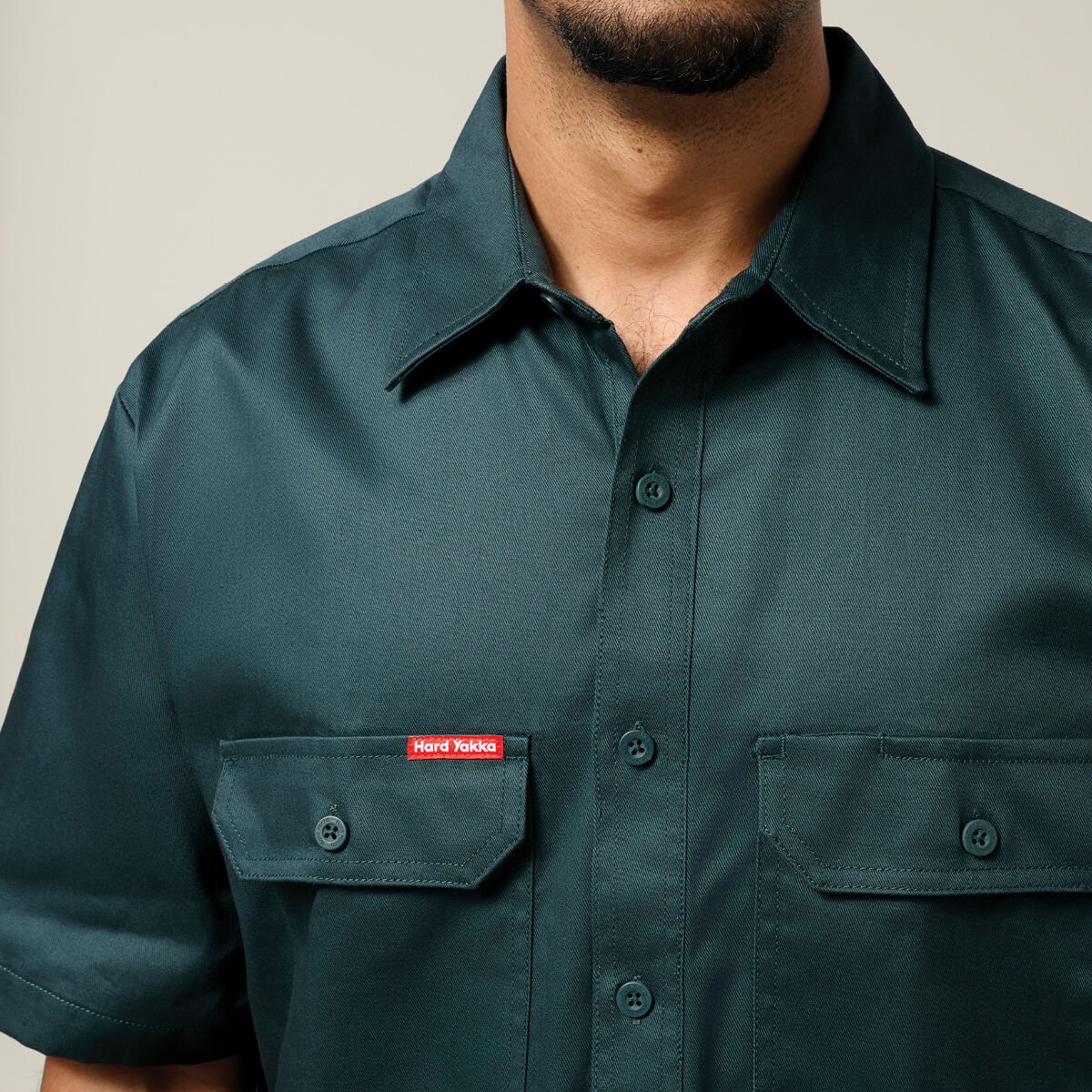 Short Sleeve Closed Front Cotton Drill Work Shirt