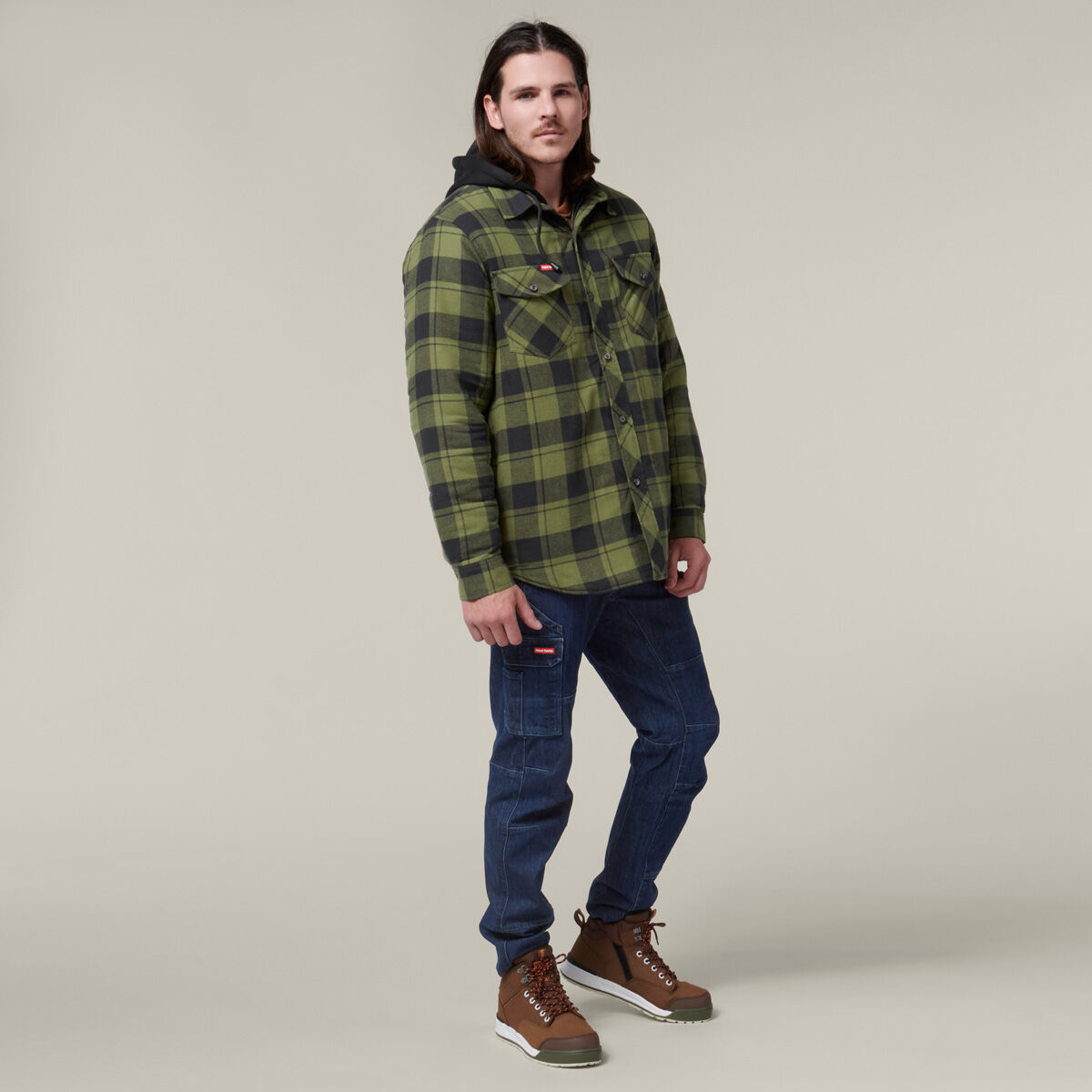 Quilted Flannel Hooded Shacket | Hard Yakka New Zealand