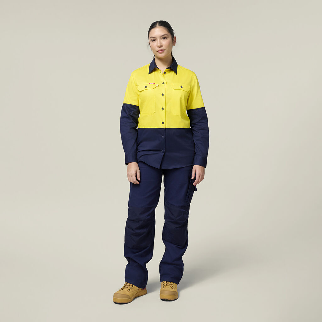 Womens Long Sleeve  Hi Vis 2 Tone Vented Shirt