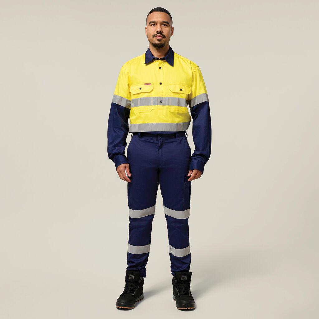 Core Hi-Vis Long Sleeve Heavyweight Closed Front Taped Shirt
