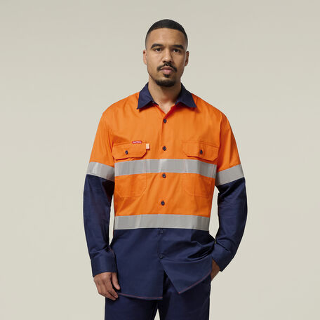 Core Hi-Vis 2 Tone Vented Taped Long Sleeve Cotton Shirt