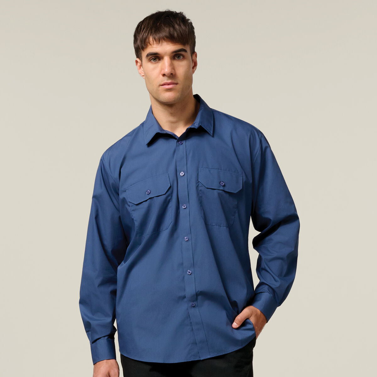 Long Sleeve Permanent Press Crease Free Poly Cotton Shirt | Hard