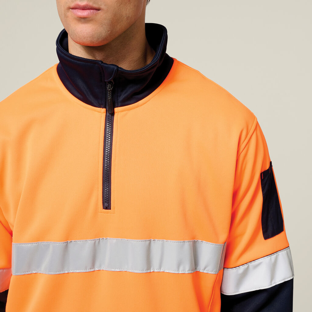 Hi-Vis 2 Tone 1/4 Zip Brushed Taped Fleece Jumper