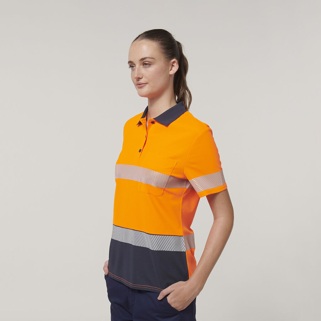 Womens  Short Sleeve Hi Vis Taped Polo 