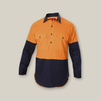 Hi-Vis 2 Tone Closed Front Long Sleeve Shirt with Gusset