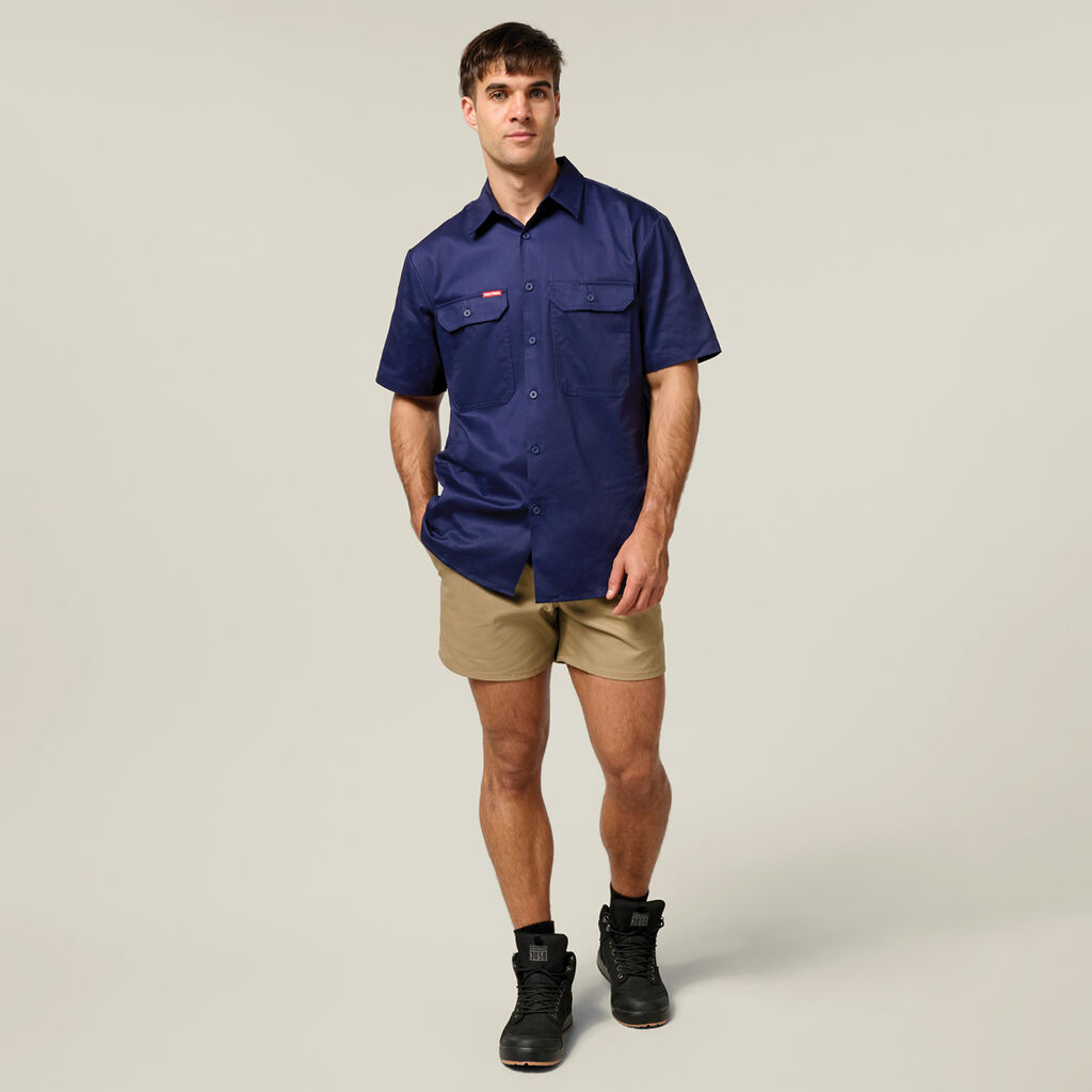 Relaxed Fit Cotton Drill Short With Belt Loops