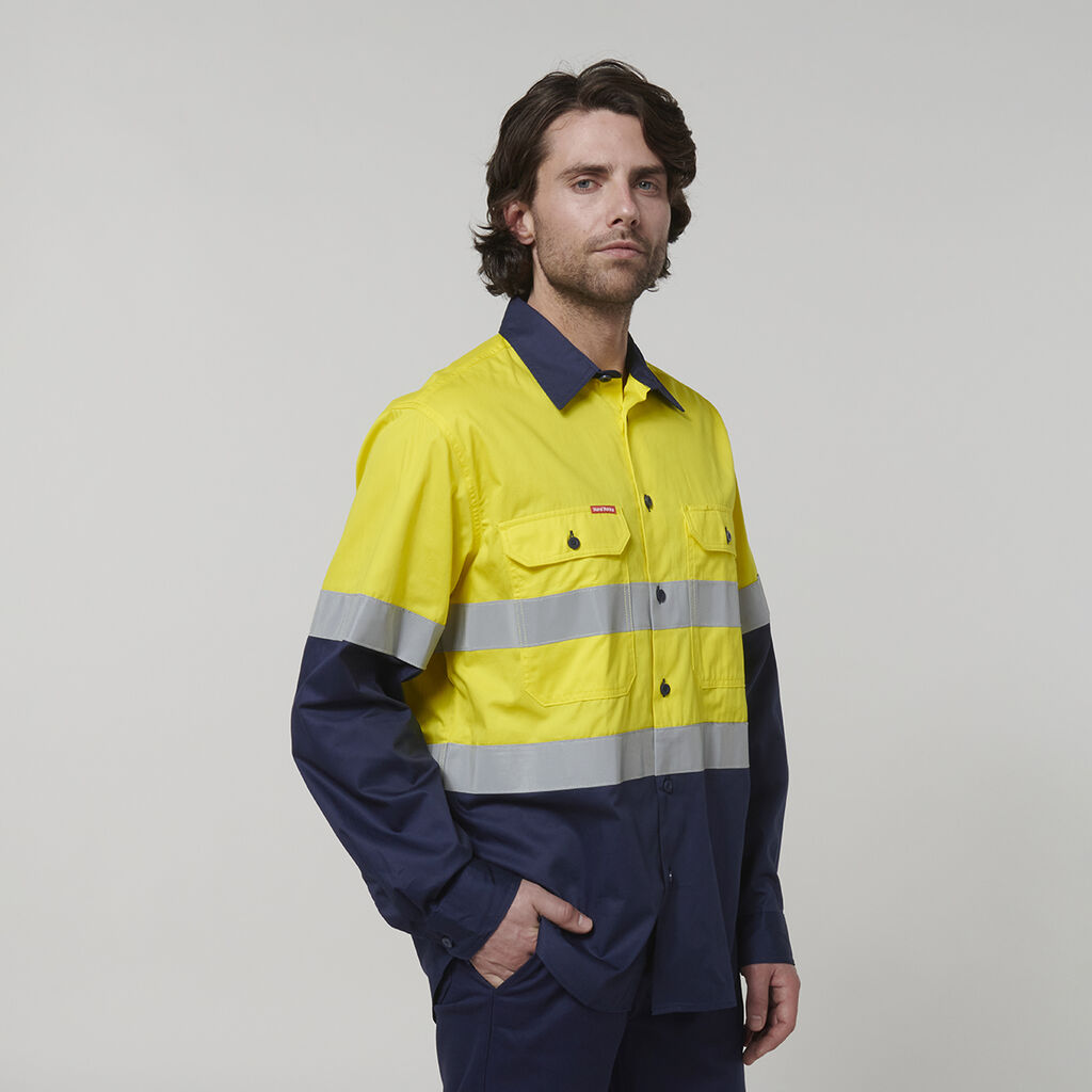 Core Hi-Vis Long Sleeve 2 Tone Taped Vented Cotton Shirt