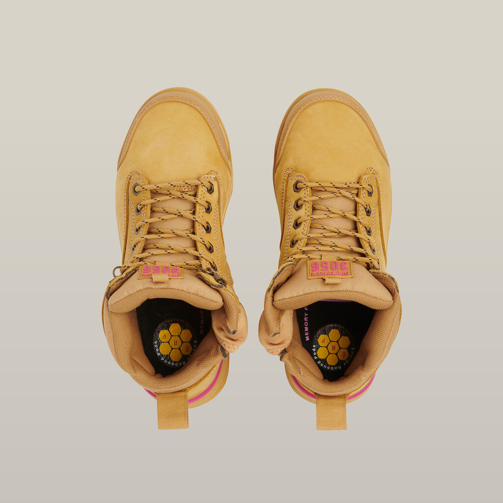Women's 3056 Lace Up & Side Zip Safety Boot - Wheat