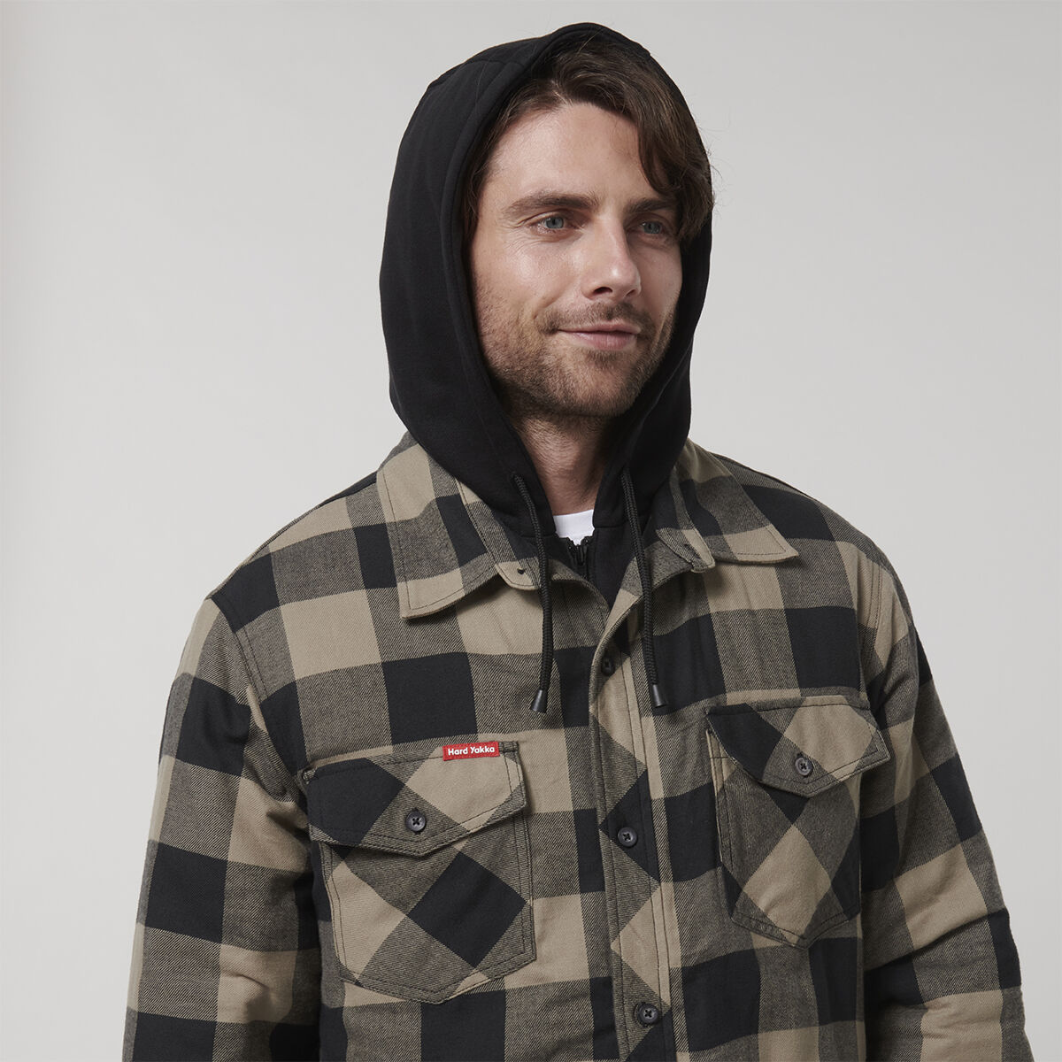 Hooded quilted flannel shirt store