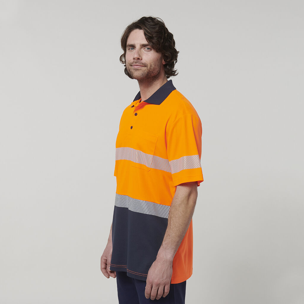 Mens Short Sleeve Hi Vis Taped Polo 