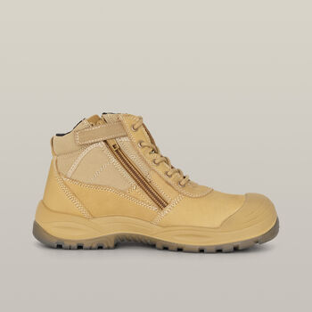 Utility Zip Sided Steel Toe Safety Boot - Wheat