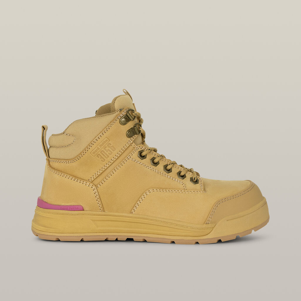 Women's 3056 Lace Up & Side Zip Safety Boot - Wheat