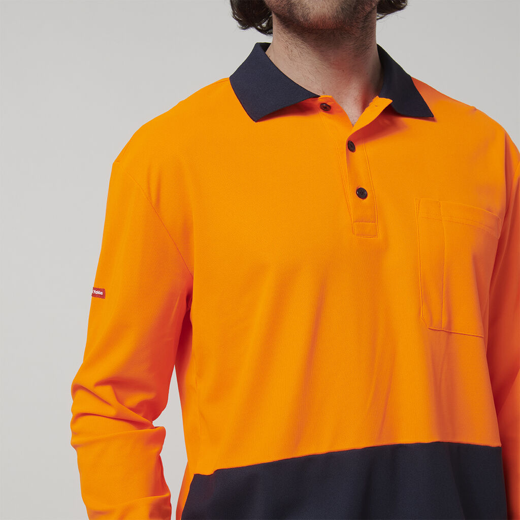 Mens Long Sleeve Hi Vis Polo
