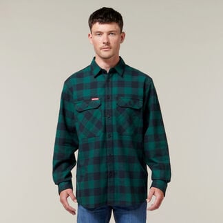 Long Sleeve Check Flannel Cotton Work Shirt