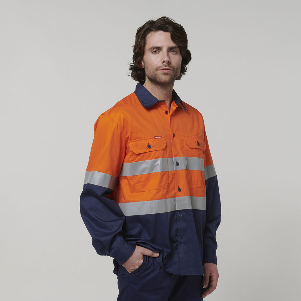 Core Hi-Vis Long Sleeve 2 Tone Taped Vented Cotton Shirt